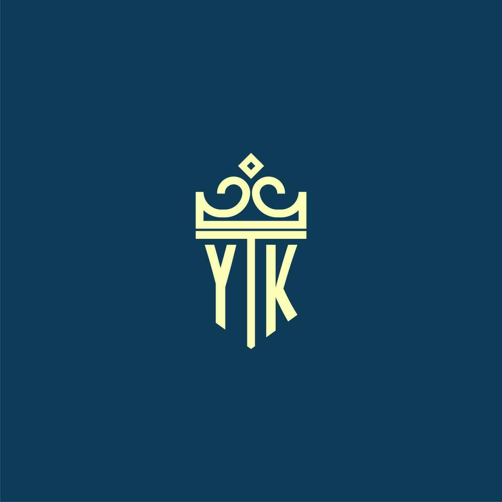 yk eerste monogram schild logo ontwerp voor kroon vector beeld
