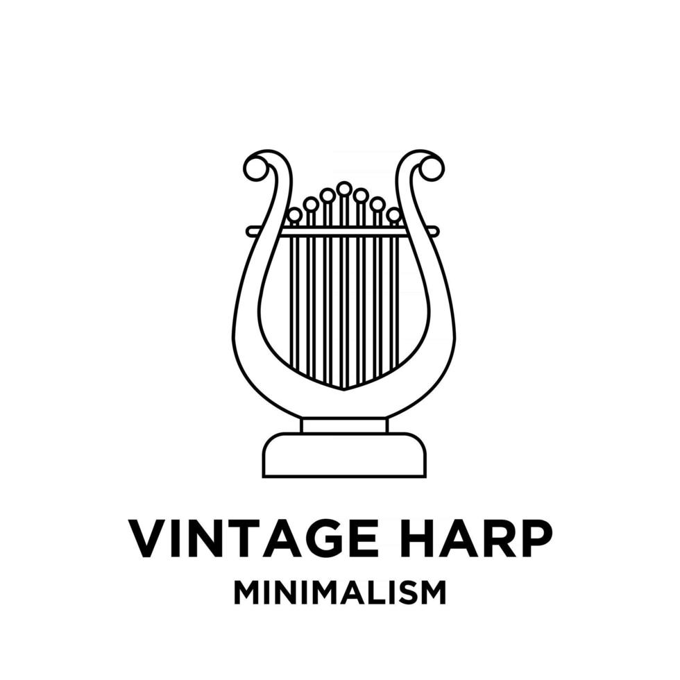 set collectie luxe klassieke lier mini harp lijn overzicht vector pictogram vlakke afbeelding ontwerp