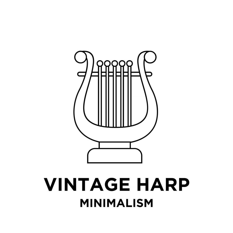 set collectie luxe klassieke lier mini harp lijn overzicht vector pictogram vlakke afbeelding ontwerp