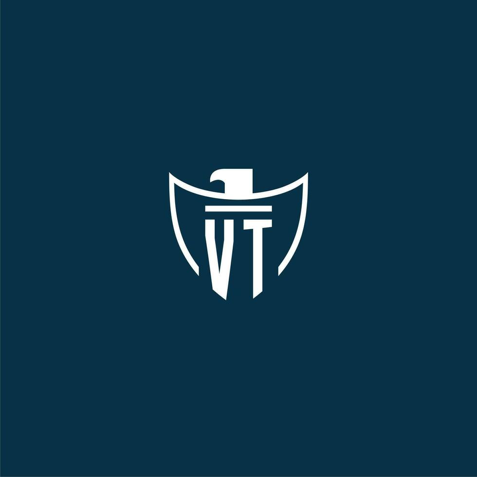 ww eerste monogram logo voor schild met adelaar beeld vector ontwerp