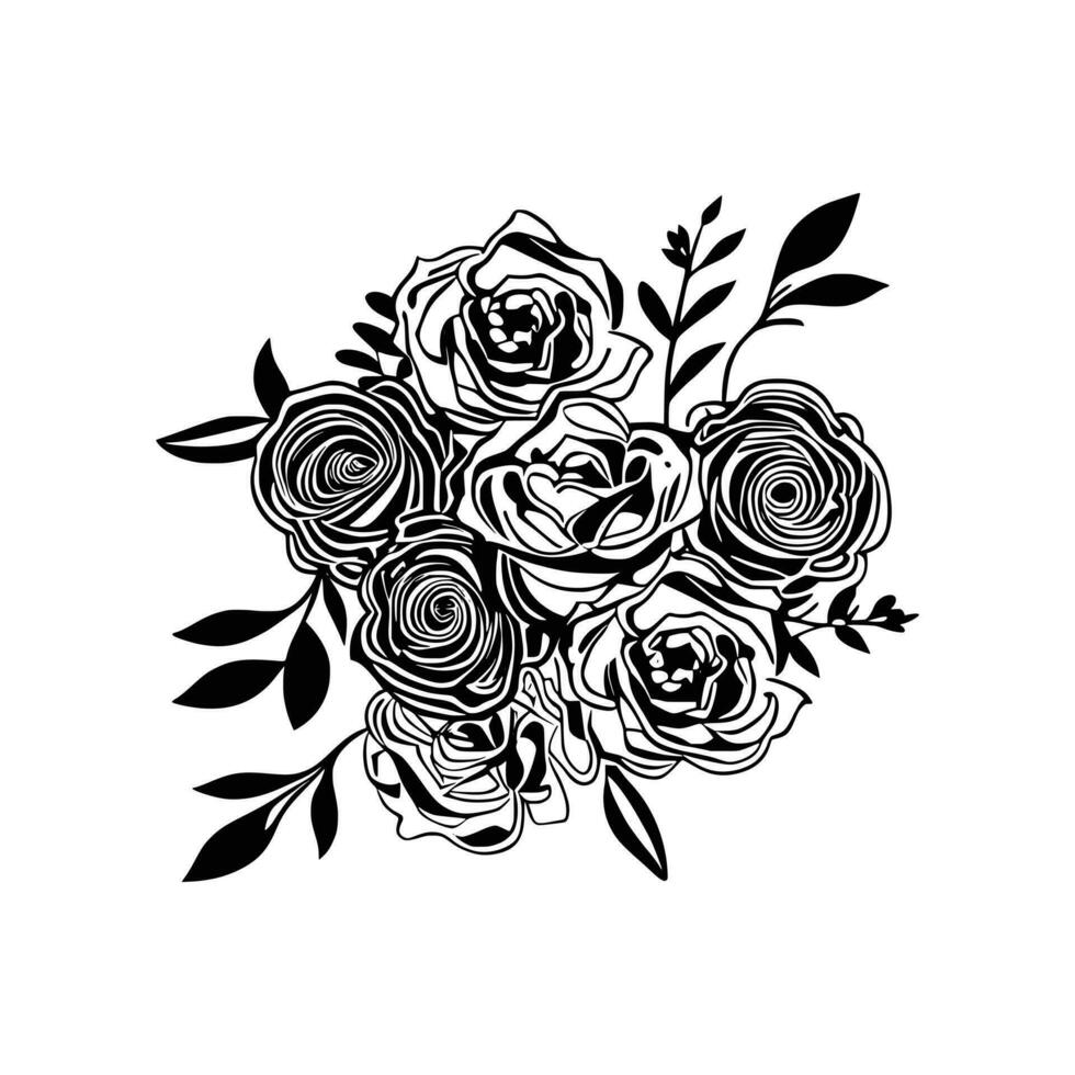 boeket van roos hand- getrokken potlood schetsen, kleur bladzijde, en boek, roos bloem schets, illustratie inkt kunst. roos vector kunst.