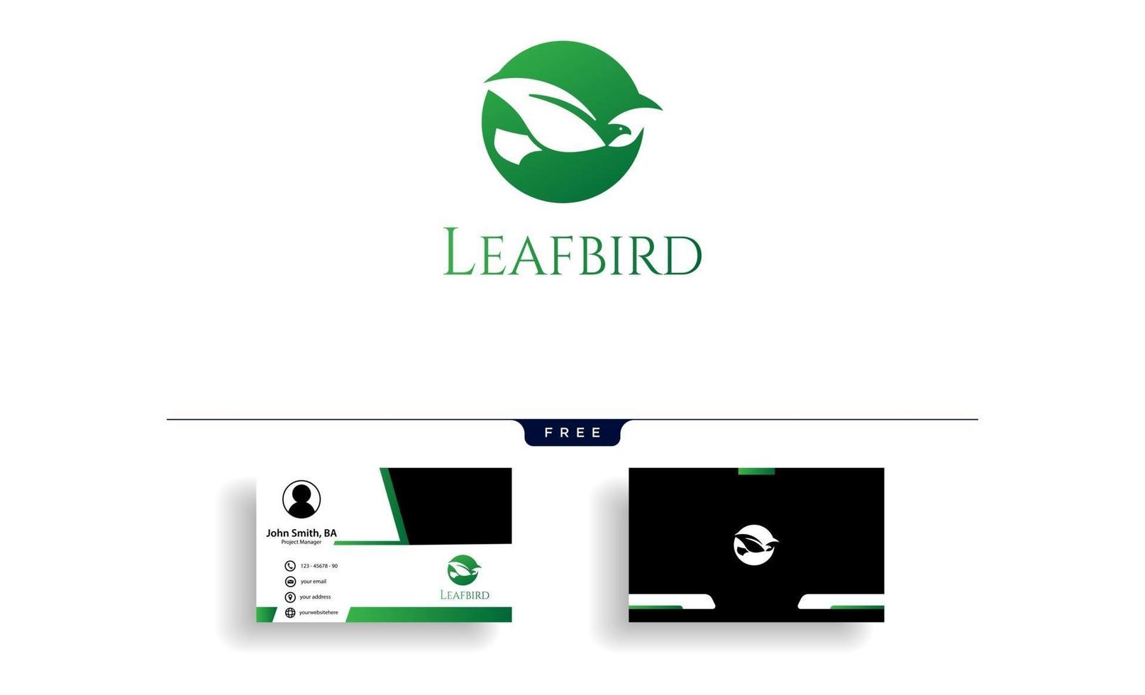 blad vogel negatieve creatieve logo sjabloon vectorillustratie met visitekaartje ontwerp vector
