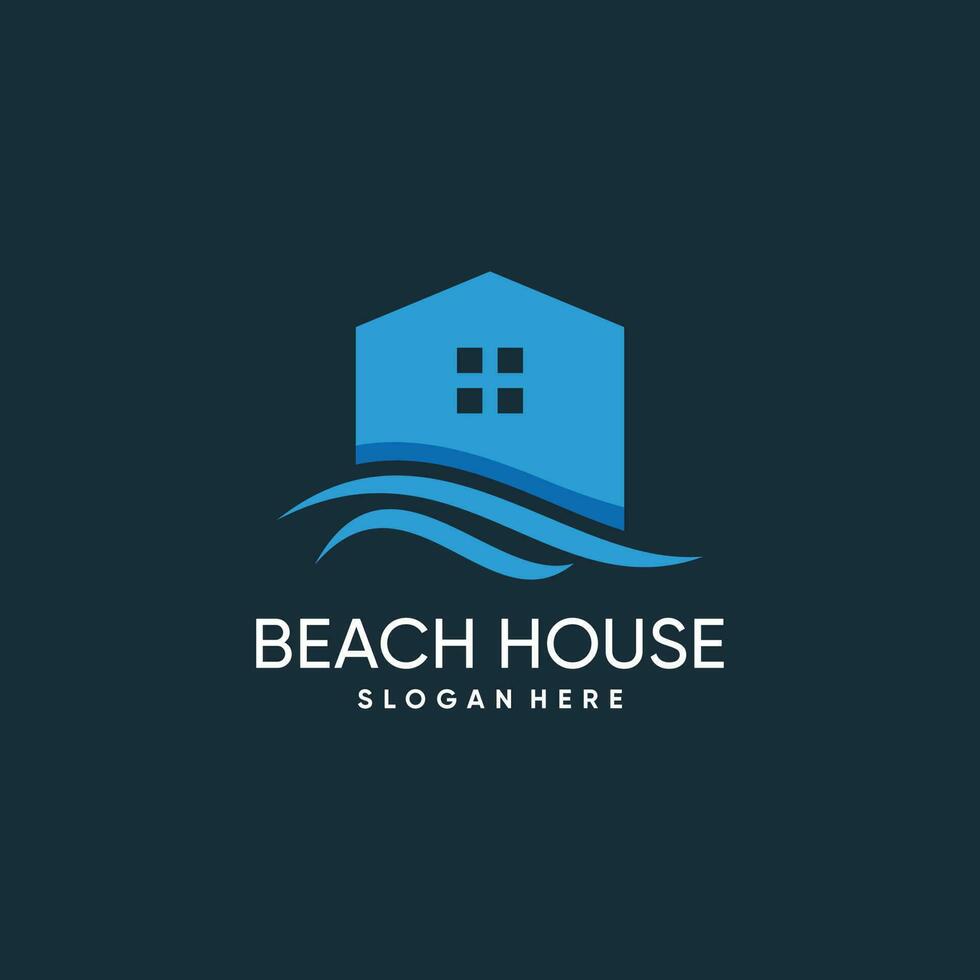 strand huis logo vector met creatief ontwerp idee