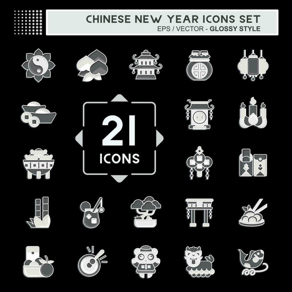 icoon reeks Chinese nieuw jaar. verwant naar onderwijs symbool. glanzend stijl. gemakkelijk ontwerp bewerkbare vector
