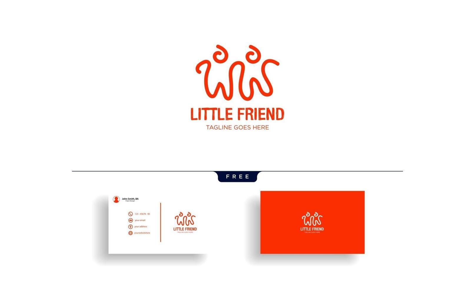 kleine vriend gelukkig logo sjabloon vectorillustratie met visitekaartje vector