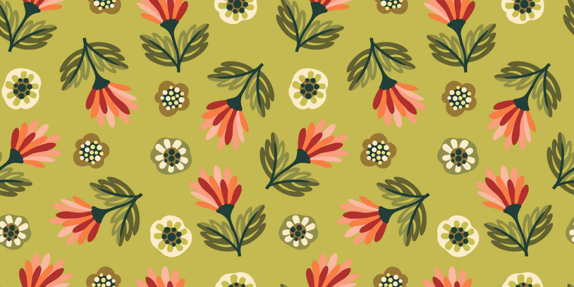 volk bloemen naadloos patroon. modern abstract ontwerp voor papier, omslag, kleding stof, tempo en andere gebruikers vector