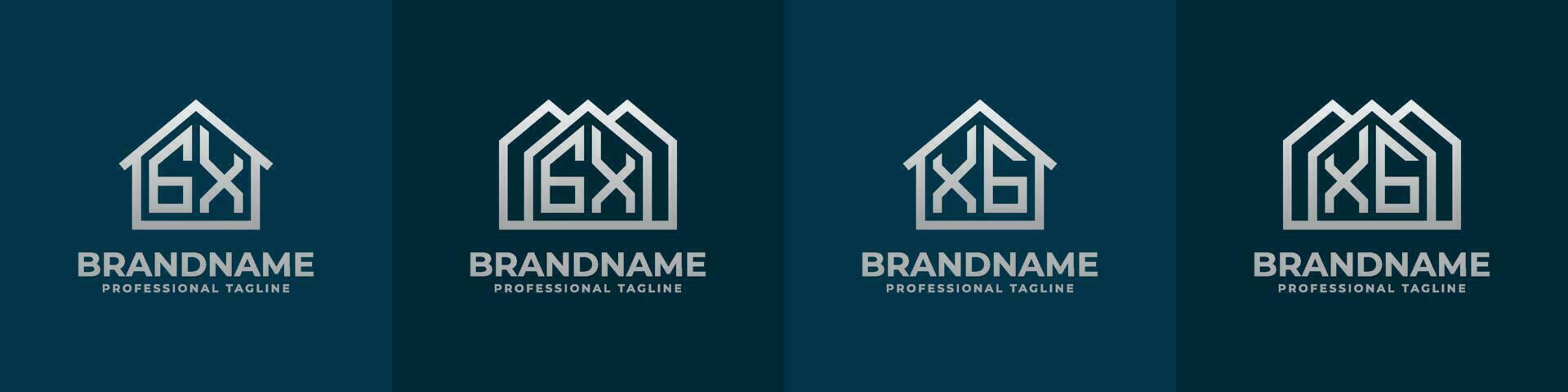 brief gx en xg huis logo set. geschikt voor ieder bedrijf verwant naar huis, echt landgoed, bouw, interieur met gx of xg initialen. vector