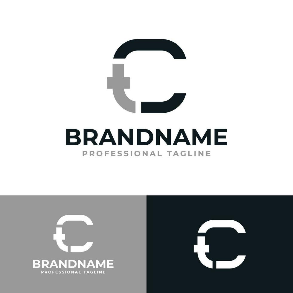 brief ct of tc monogram logo, geschikt voor ieder bedrijf met ct of tc initialen vector