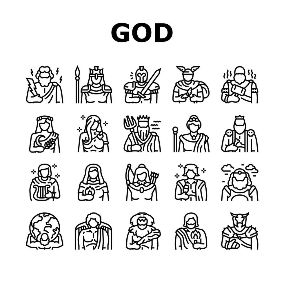 Grieks god mythologie oude pictogrammen reeks vector