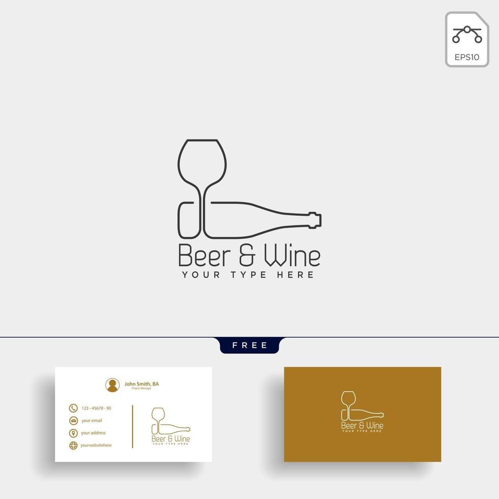 bierglas en fles creatieve logo sjabloon pictogram element vector