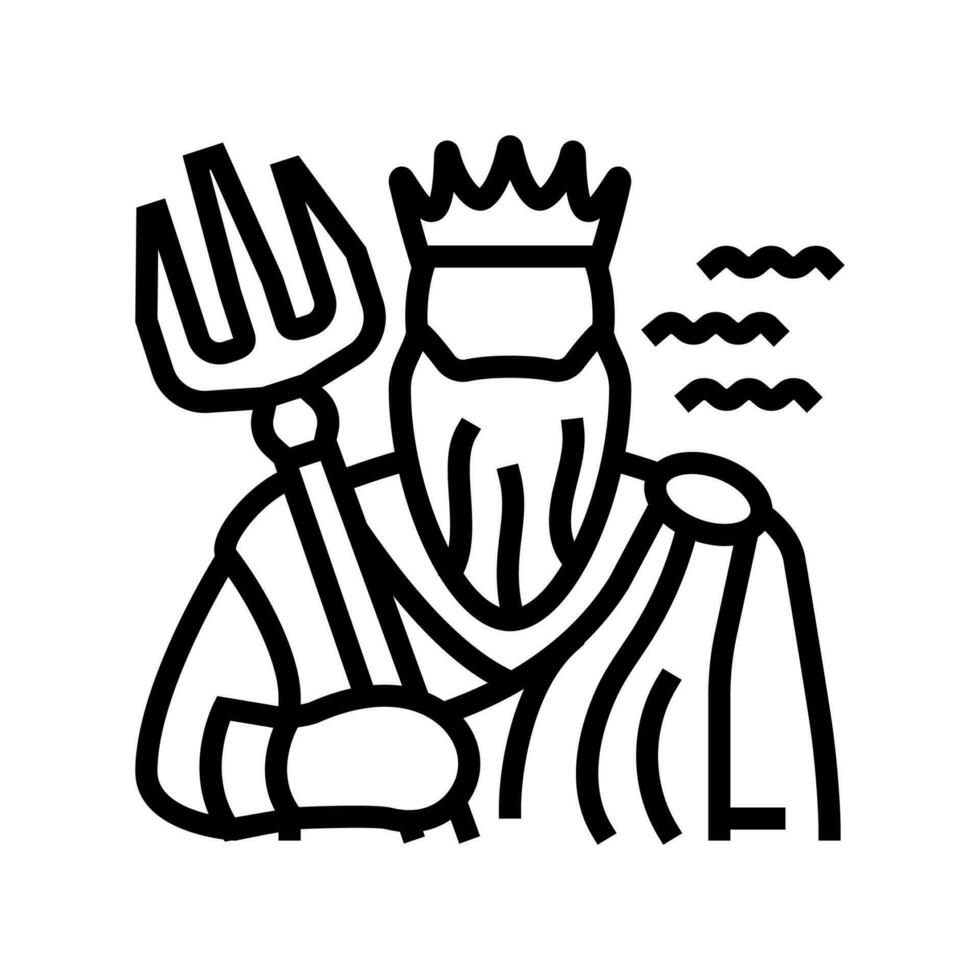 Poseidon Grieks god mythologie lijn icoon vector illustratie