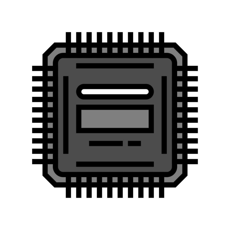 microcontroller elektronisch bestanddeel kleur icoon vector illustratie