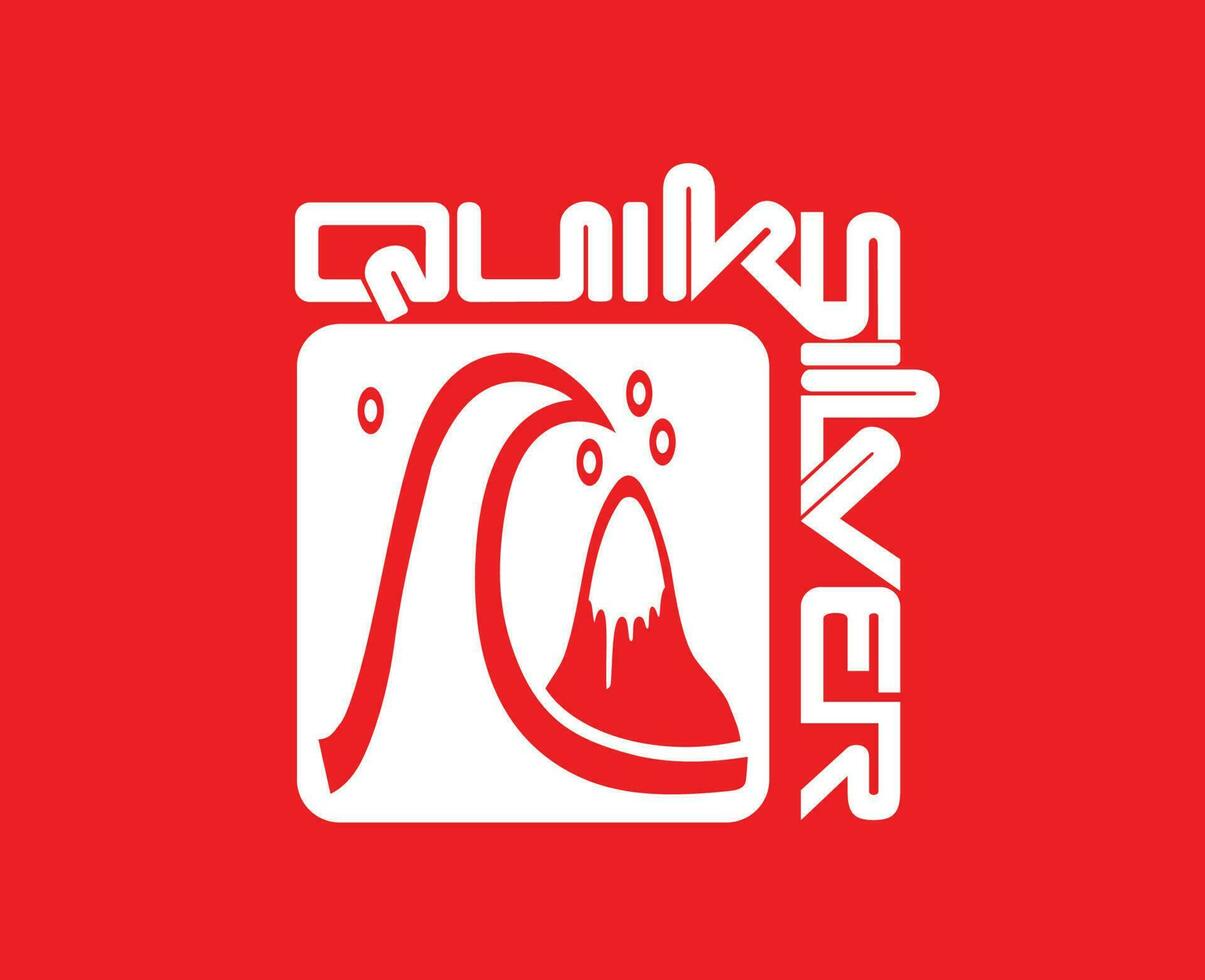 quiksilver symbool merk met naam wit logo kleren ontwerp icoon abstract vector illustratie met rood achtergrond