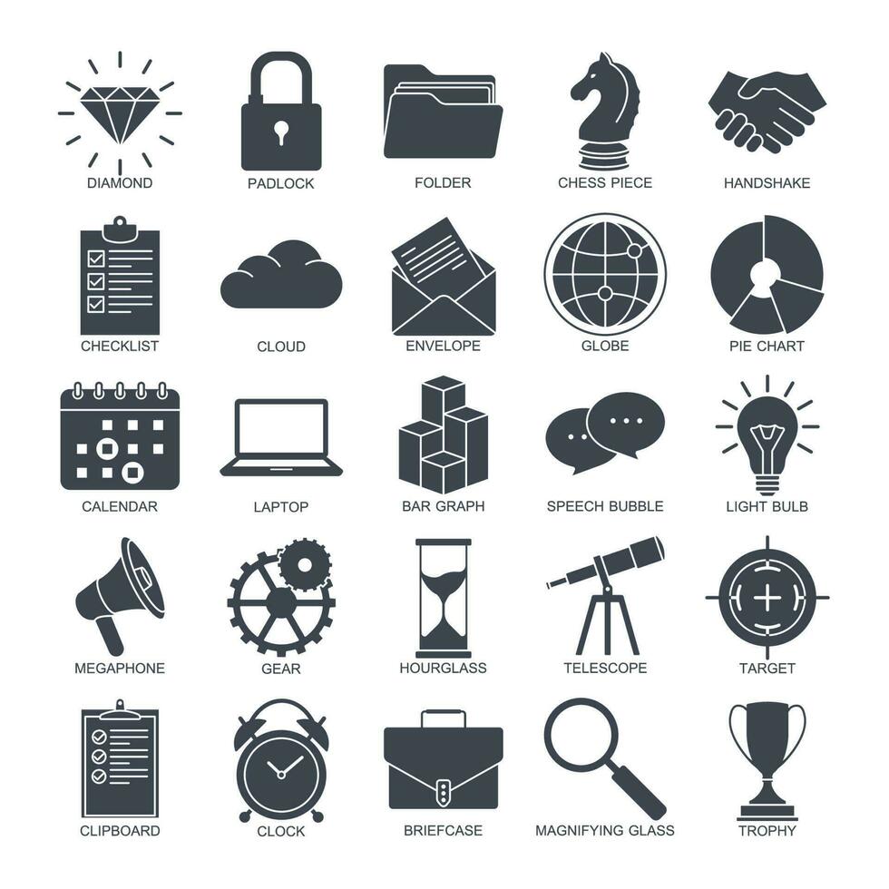 bedrijf beheer elementen reeks icoon symbool sjabloon voor grafisch en web ontwerp verzameling logo vector illustratie