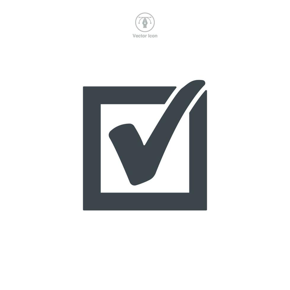 controleren Mark in een doos icoon symbool sjabloon voor grafisch en web ontwerp verzameling logo vector illustratie