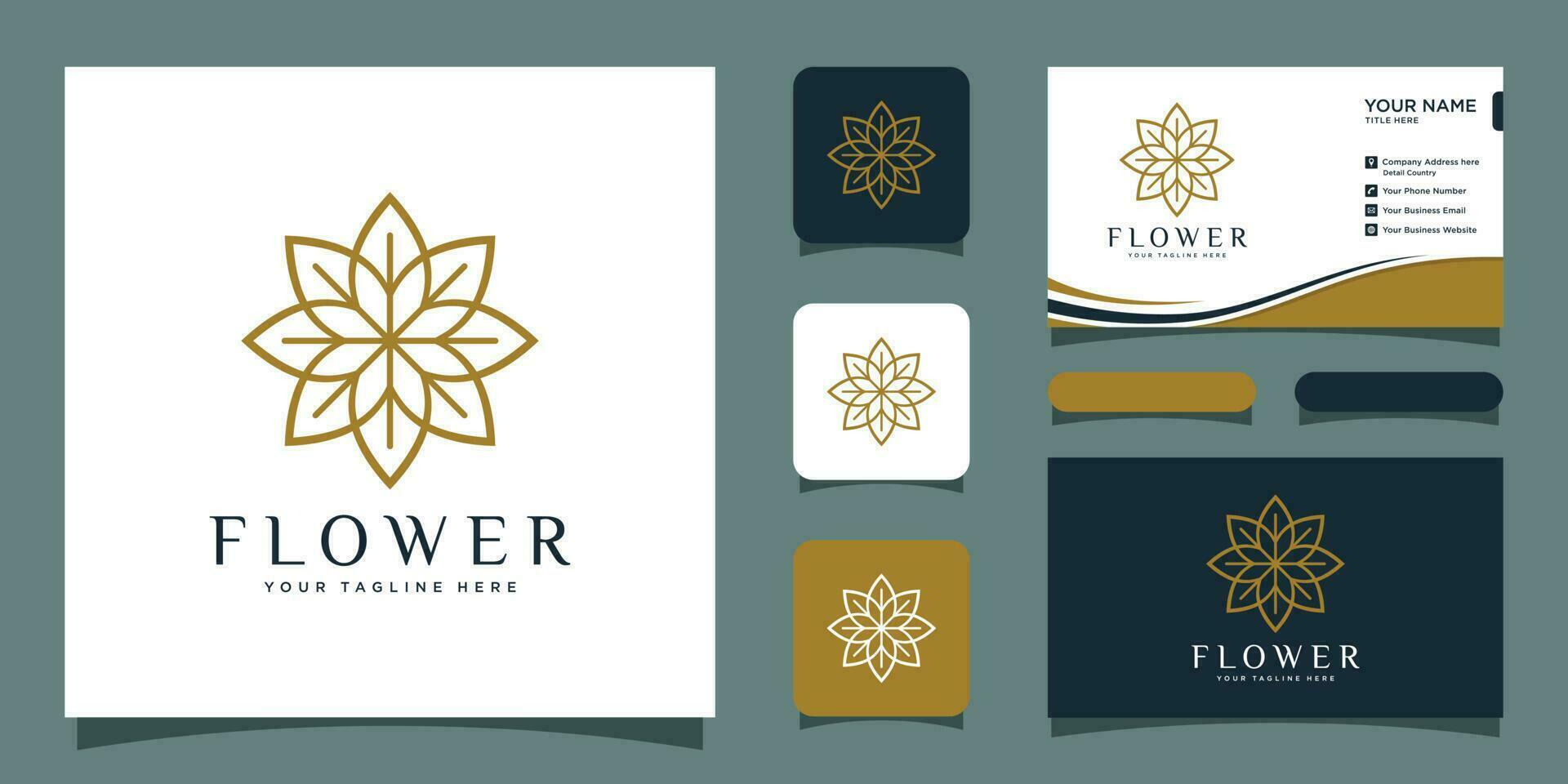 bloem logo luxe met bedrijf kaart ontwerp premie vector