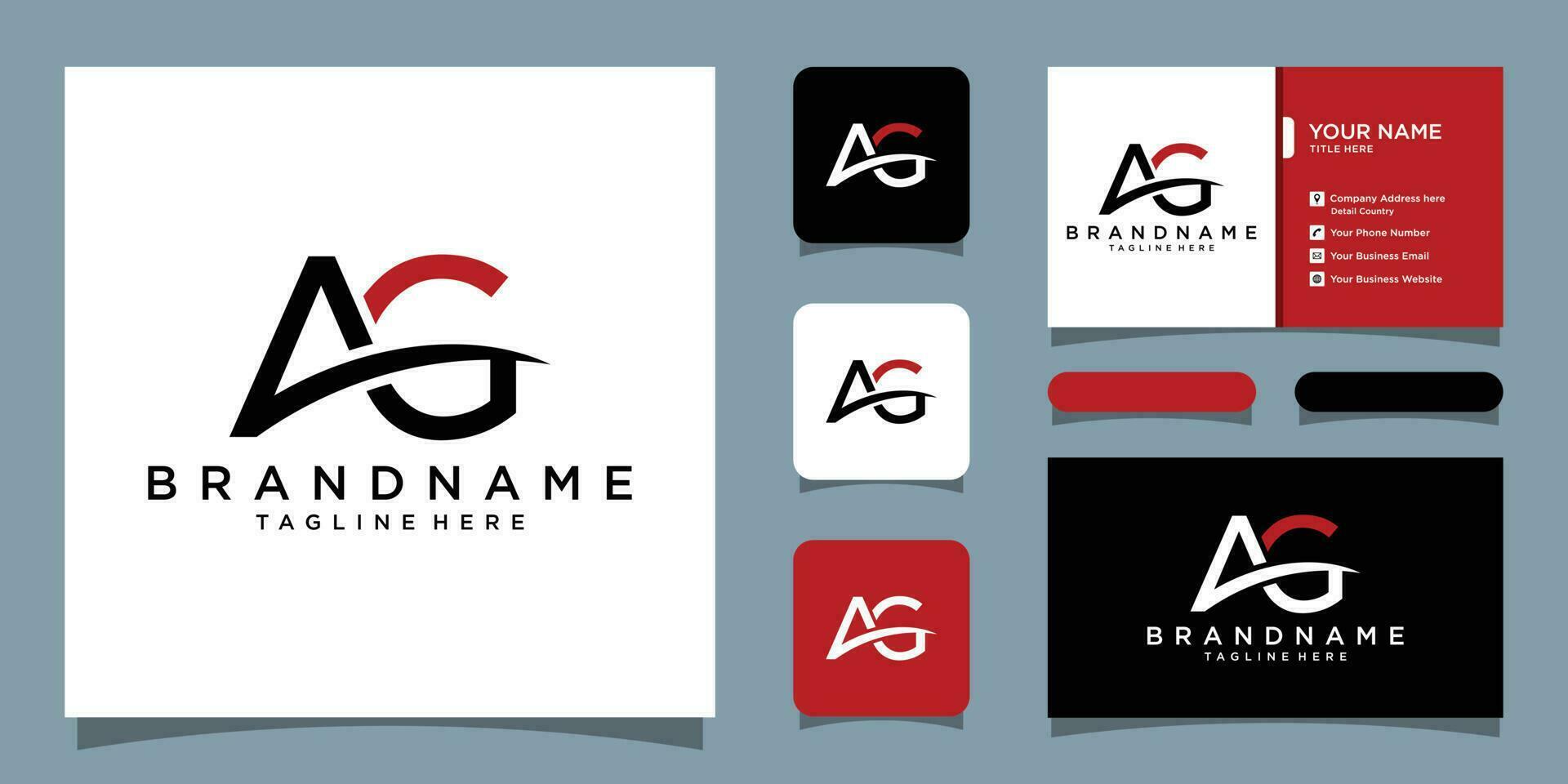 eerste ag logo ontwerp met bedrijf kaart ontwerp premie vector