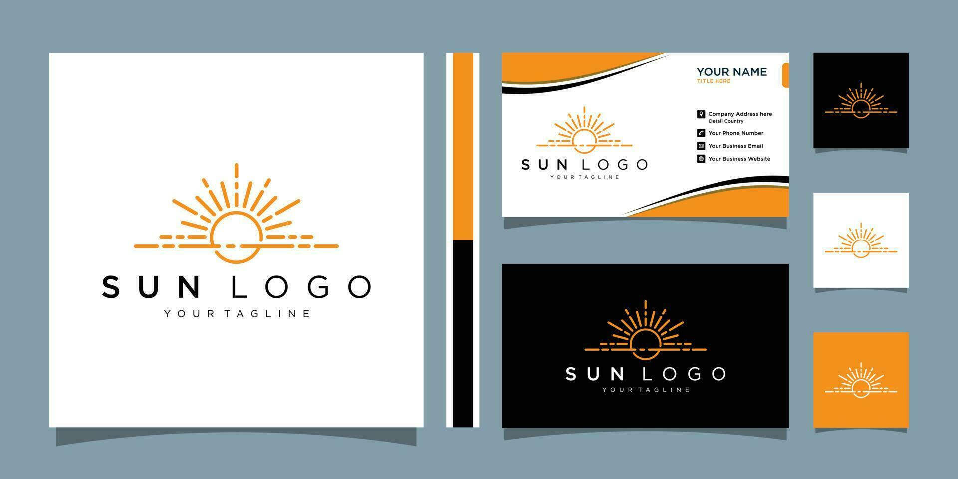 zon logo ontwerp vector sjabloon icoon symbool illustratie met bedrijf kaart sjabloon premie vector