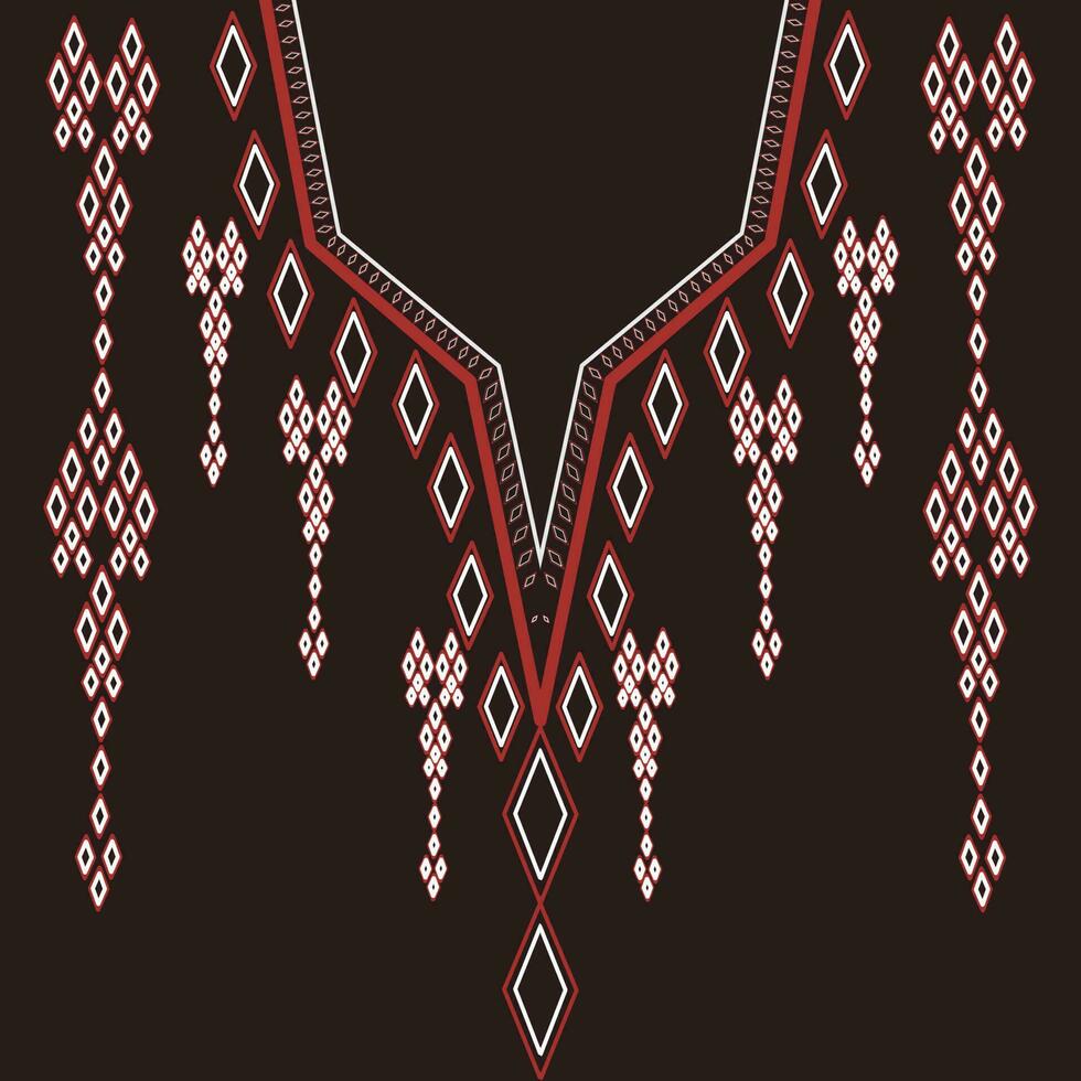 traditionele geometrische etnische geborduurde halslijn vector