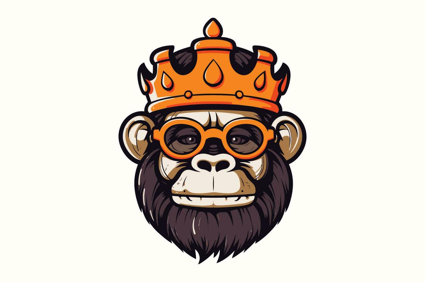 koning Kong aap met echt kijken vervelend bril of googles en een kroon mascotte logo vector sublimatie ontwerp