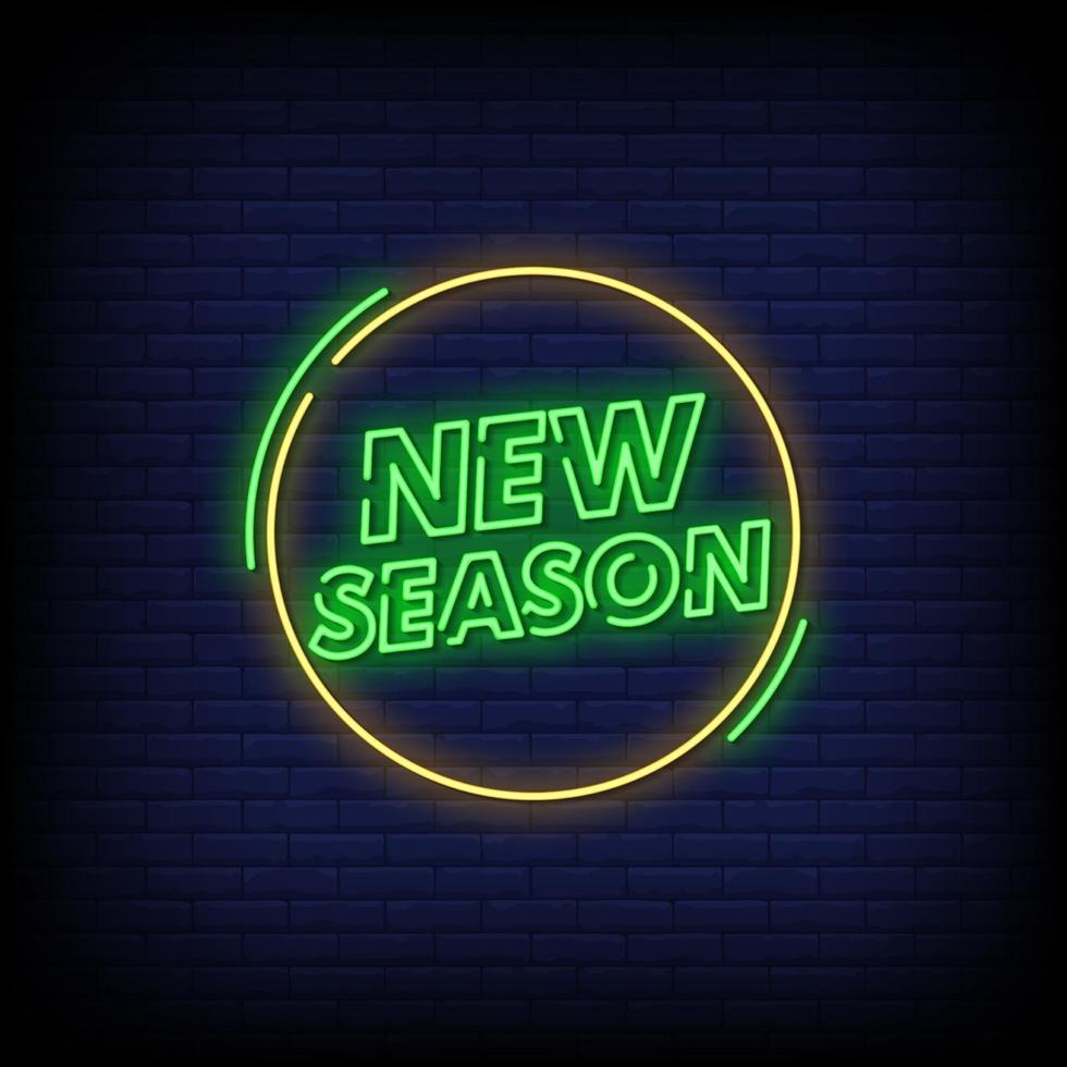 nieuwe seizoen neonreclames stijl tekst vector