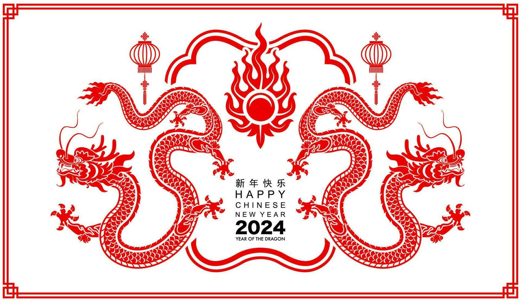 gelukkig Chinese nieuw jaar 2024 de draak dierenriem teken vector