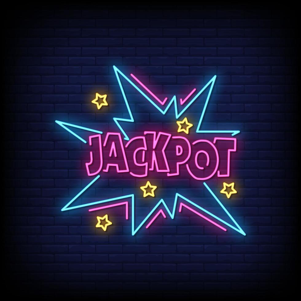 jackpot neonreclames stijl tekst vector