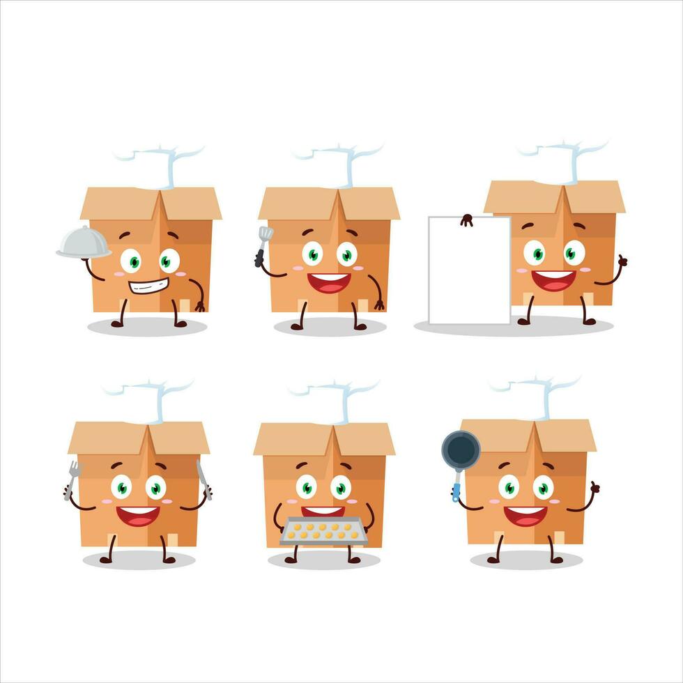 tekenfilm karakter van kantoor dozen met divers chef emoticons vector