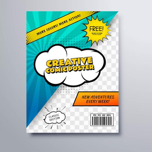 Pop-art creatieve comics boek tijdschrift cover template illustratio vector