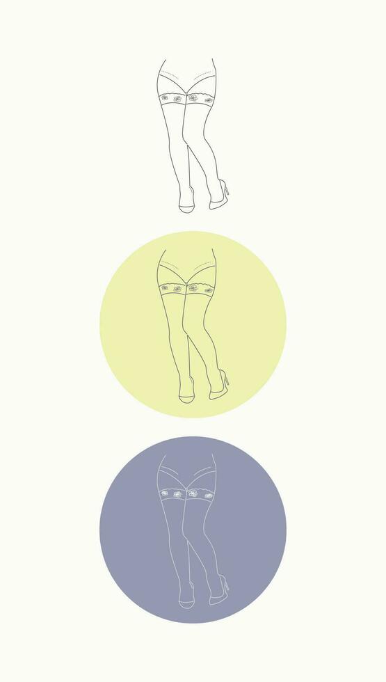 lineair icoon van vrouwen kousen met kant trimmen in kleur variaties voor de ontwerp van sociaal netwerken, plaatsen, tekens, verhalen, geschenken, uitnodigingen, etiketten, logo vector