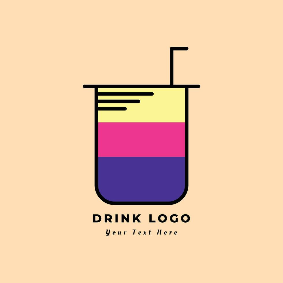 kleurrijk drinken logo concept. zacht drinken met rietje logo ontwerp voor branding element. vector