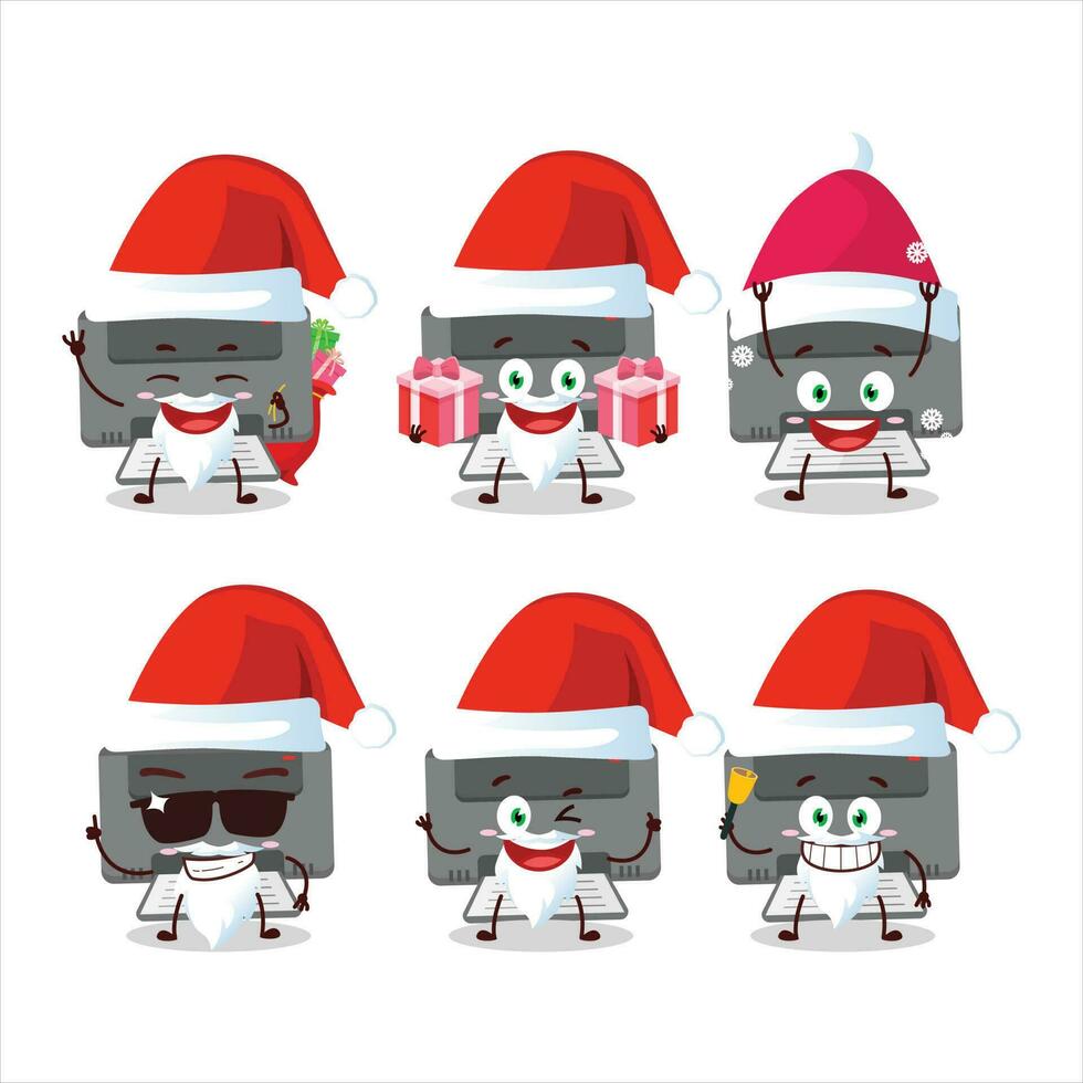 de kerstman claus emoticons met printer tekenfilm karakter vector