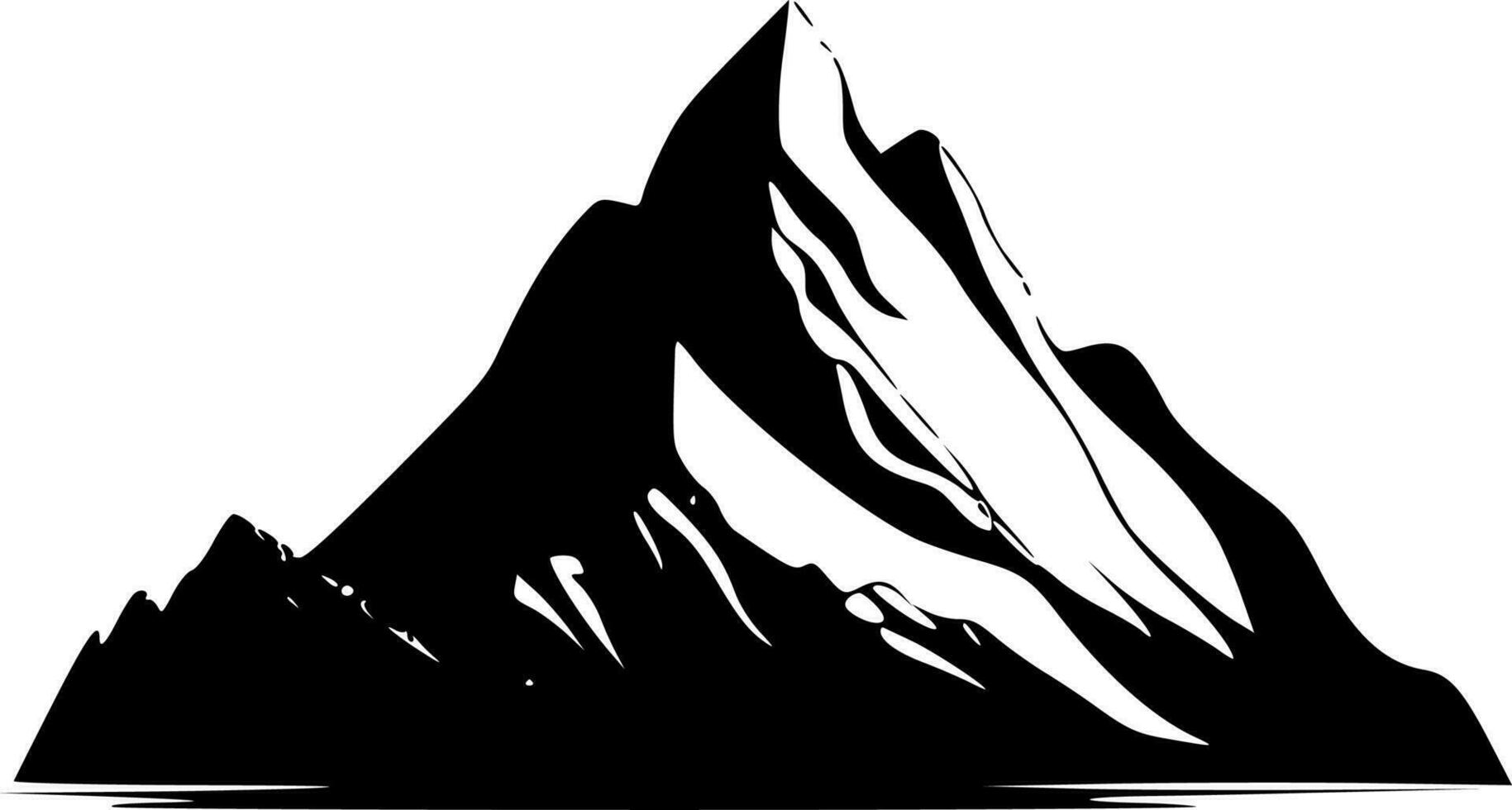 berg - zwart en wit geïsoleerd icoon - vector illustratie