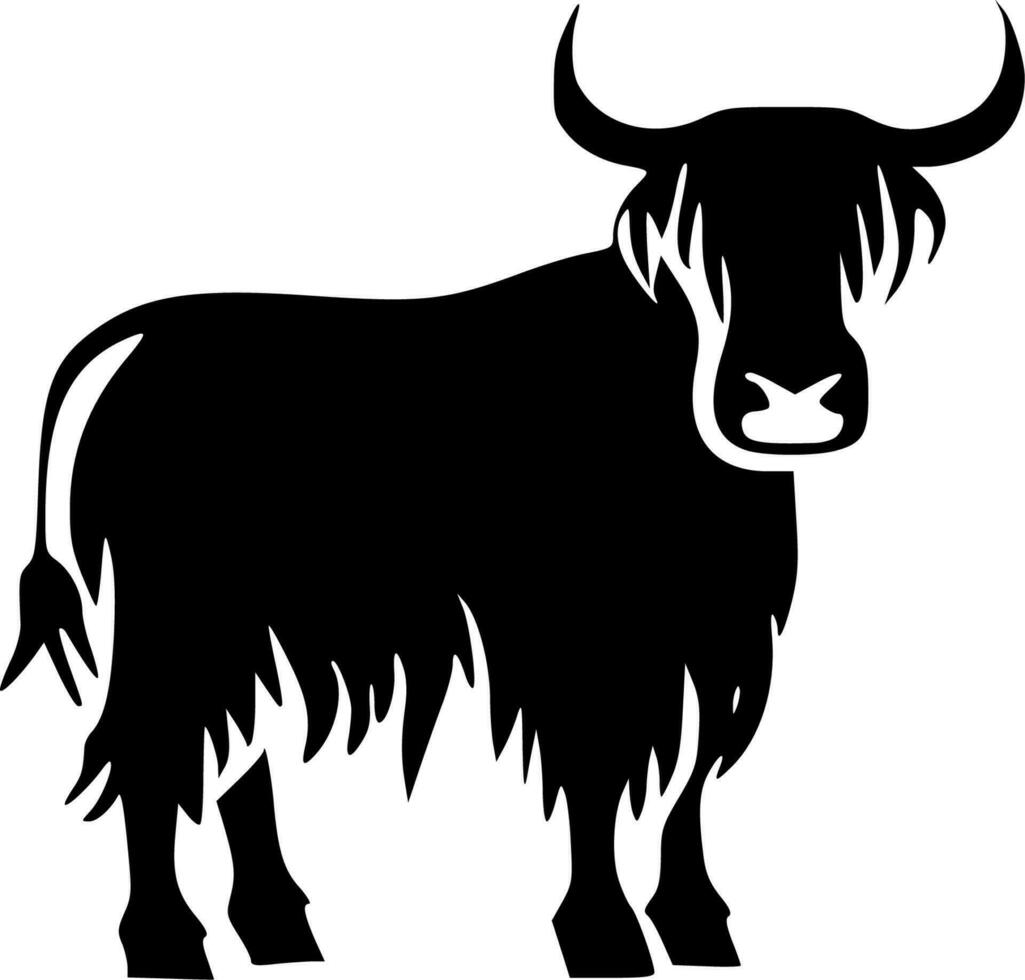 hoogland koe, minimalistische en gemakkelijk silhouet - vector illustratie