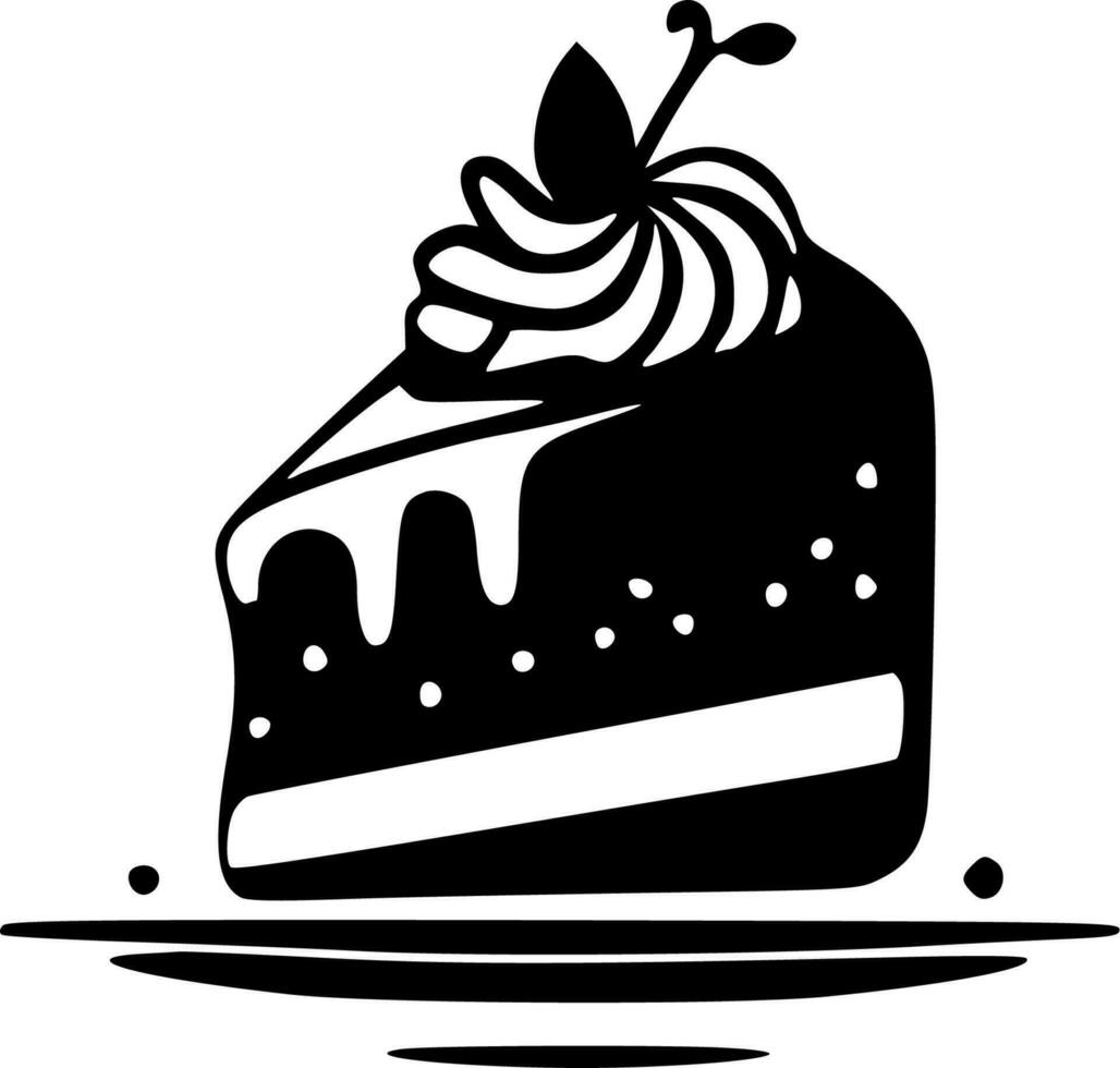 taart - zwart en wit geïsoleerd icoon - vector illustratie