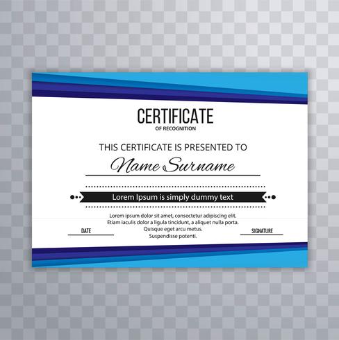 Moderne blauwe certificaatsjabloon vector