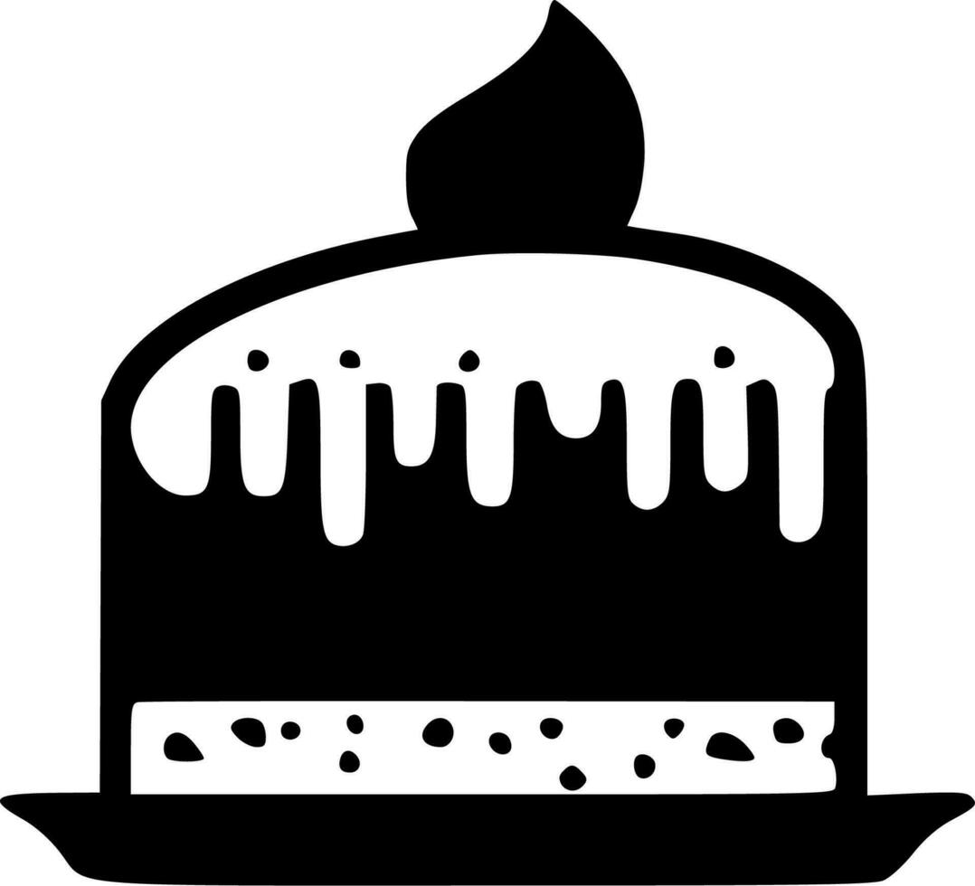 verjaardag taart - zwart en wit geïsoleerd icoon - vector illustratie