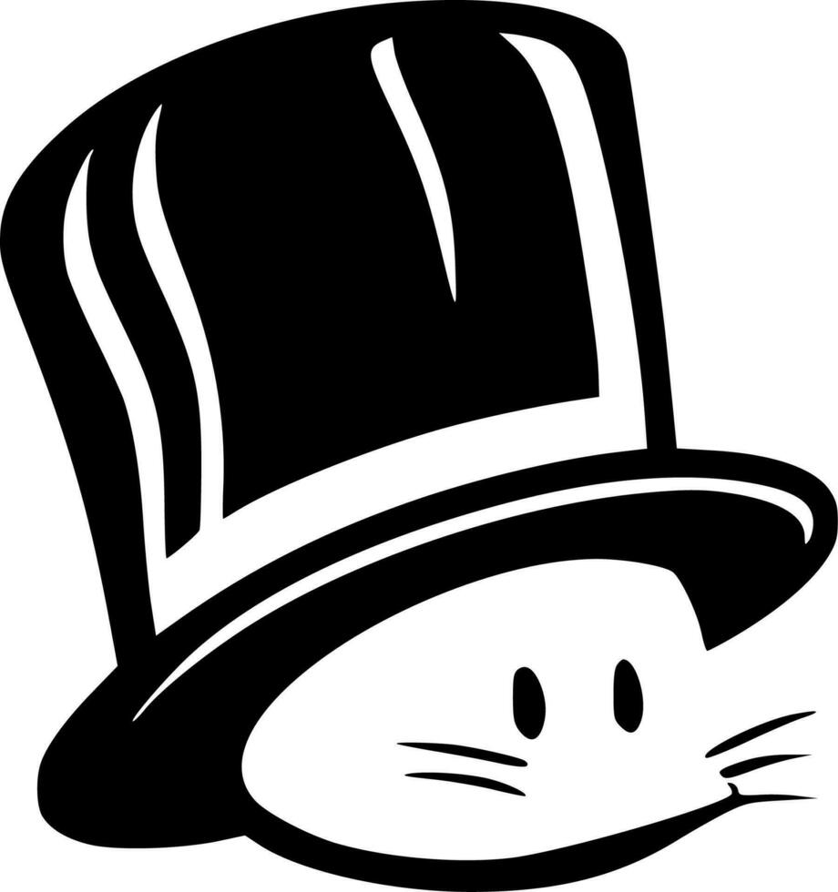 kat in de hoed - minimalistische en vlak logo - vector illustratie