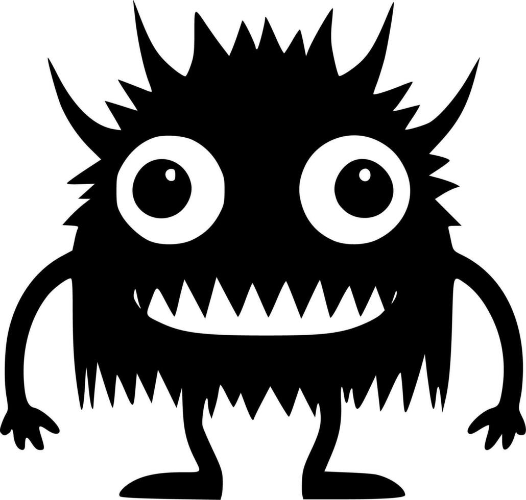 monster - zwart en wit geïsoleerd icoon - vector illustratie