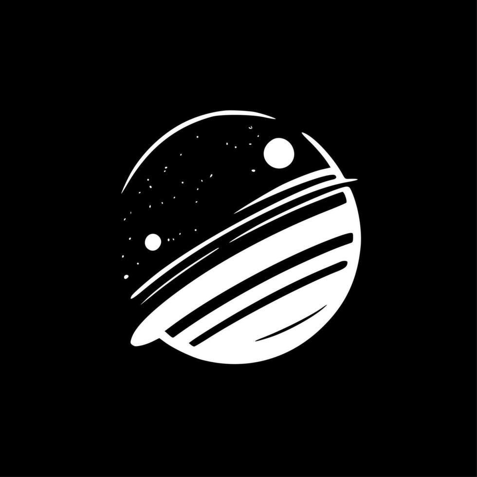 planeet - zwart en wit geïsoleerd icoon - vector illustratie