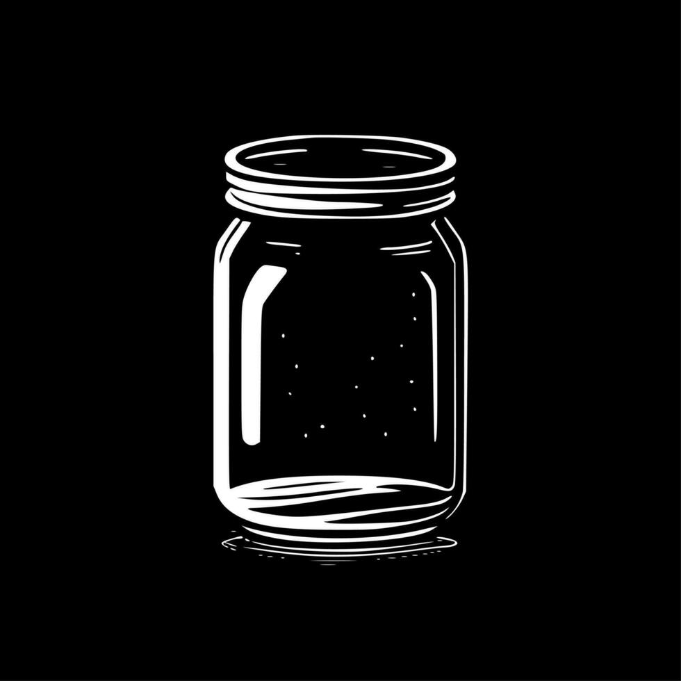 glas kan - zwart en wit geïsoleerd icoon - vector illustratie