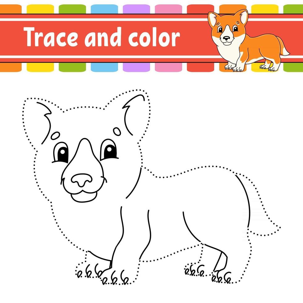 trace en kleur - corgi dog vector