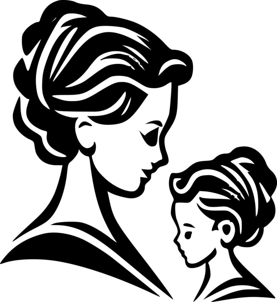 moeder, zwart en wit vector illustratie