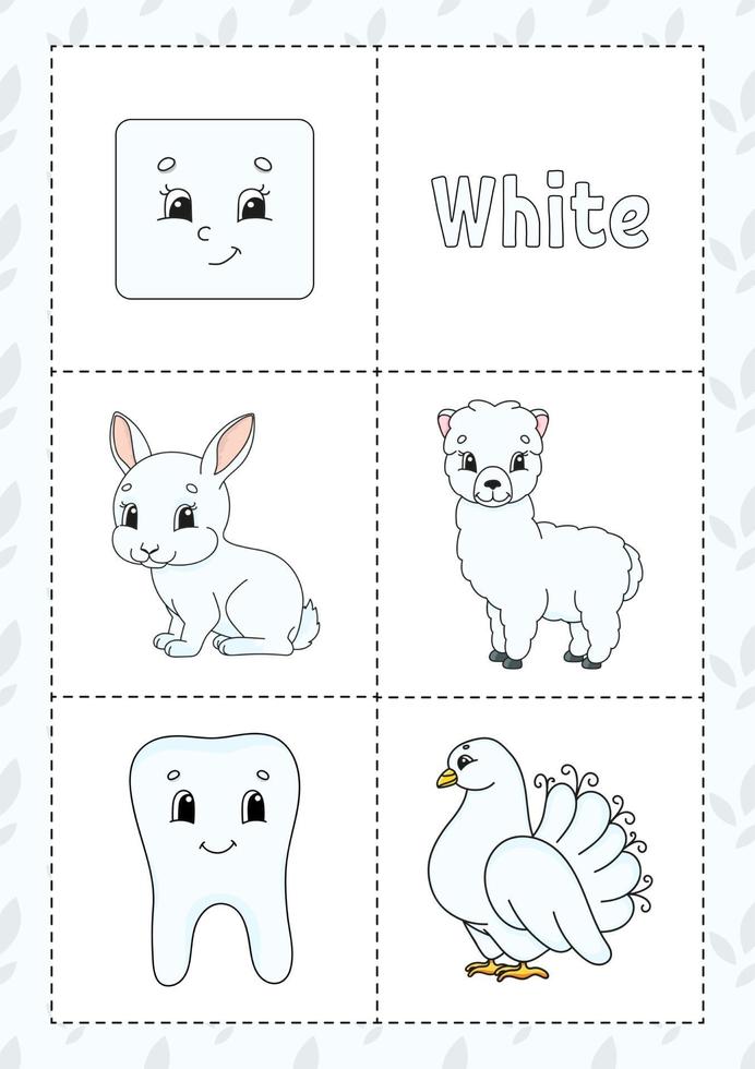 leren kleuren flashcard voor kinderen - wit vector