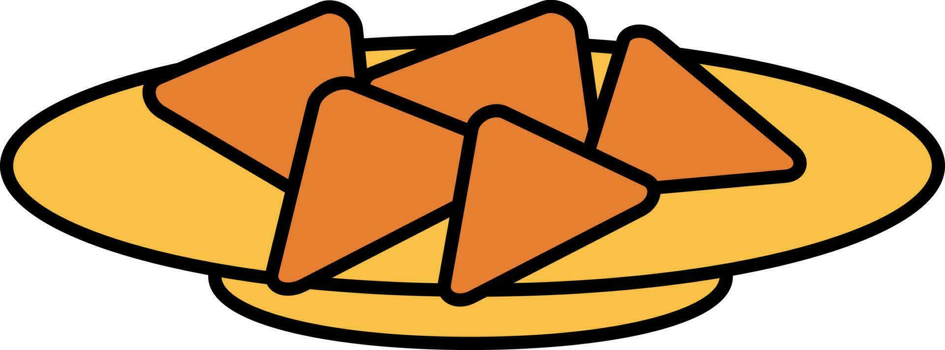 oranje nacho chips bord icoon in vlak stijl. vector