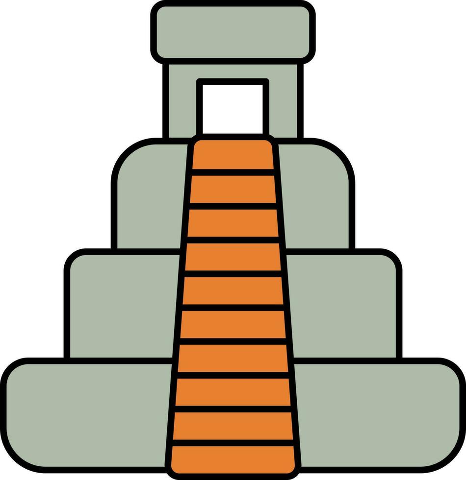 grijs en oranje mayan piramide vlak icoon. vector