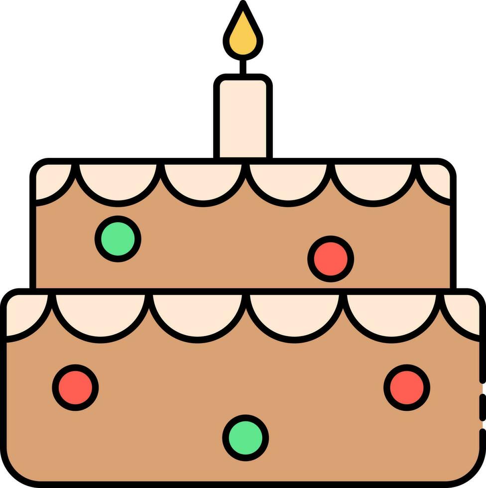 illustratie van taart met brandend kaars icoon in vlak stijl. vector