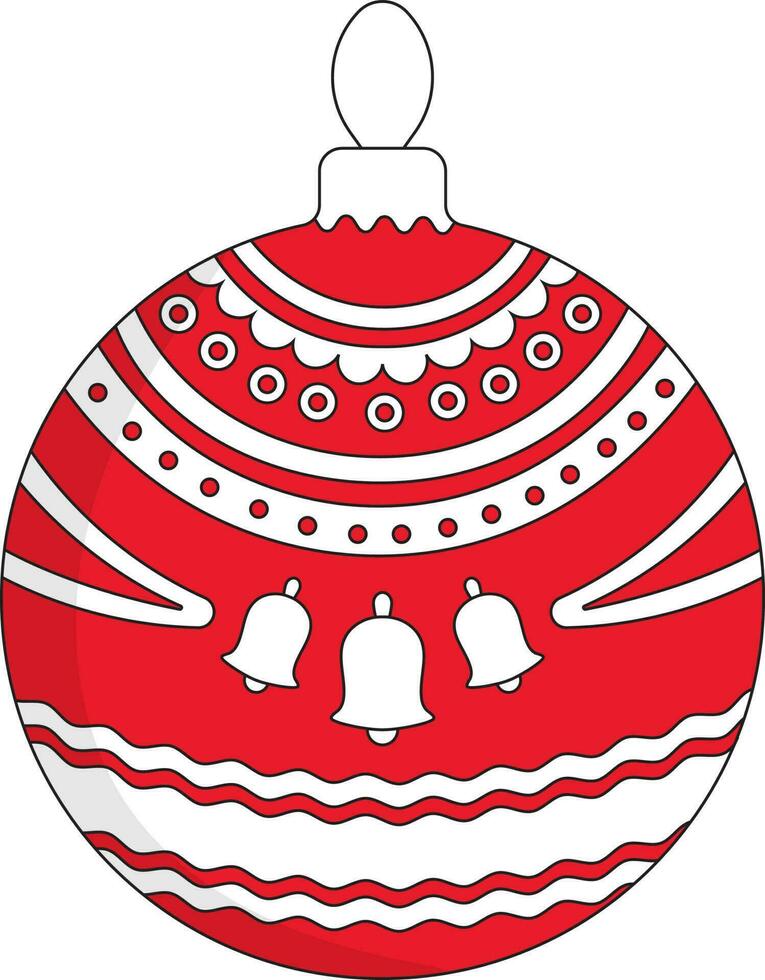 vlak stijl klokken met filigraan patroon Kerstmis ballen vlak icoon in rood en wit kleur. vector