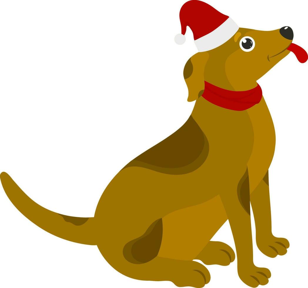 geïsoleerd de kerstman hoed vervelend hond bruin icoon. vector