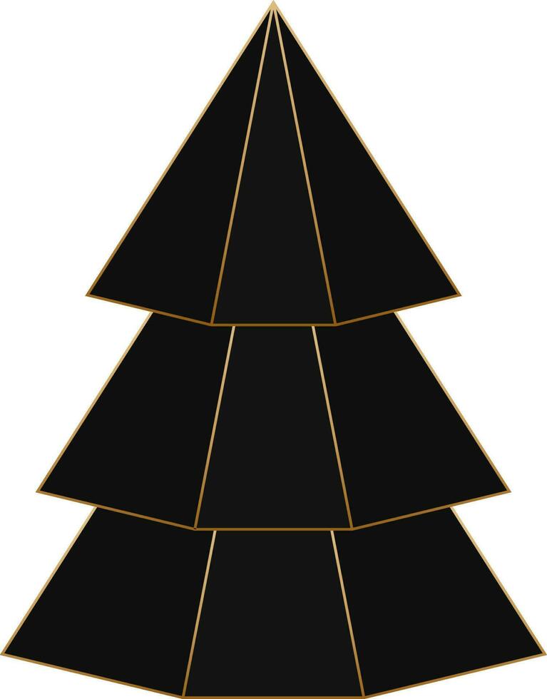 papier laag Kerstmis boom icoon zwart en gouden kleur. vector